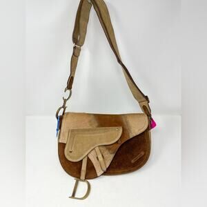 Vintage Christian Dior Pony Hair and Suede Saddle Bag Crossbody John Galliano